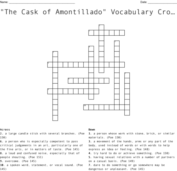 The cask of amontillado crossword